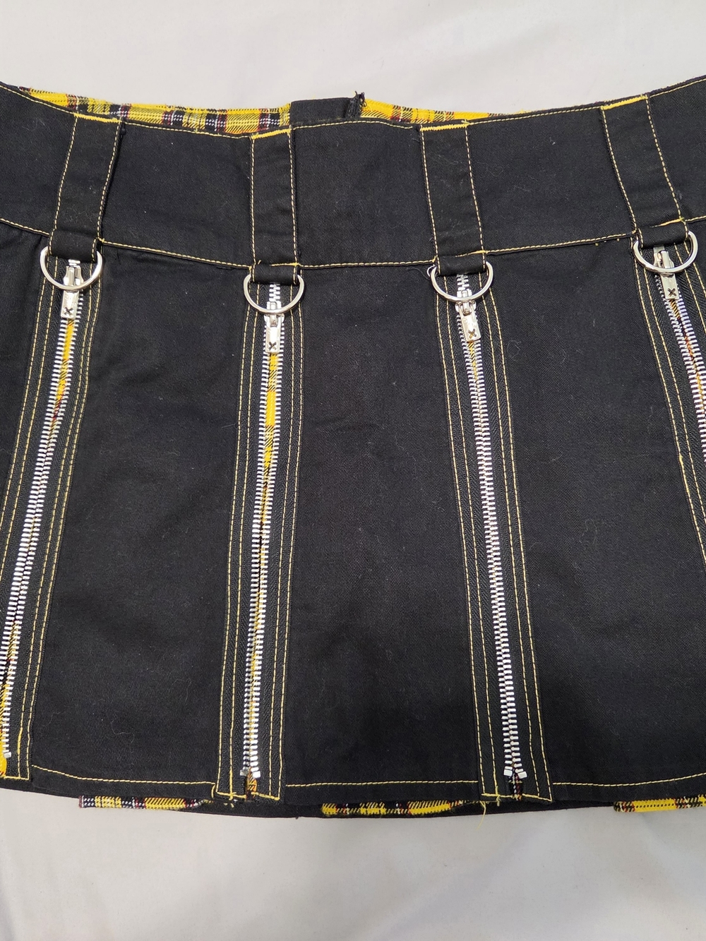 Black Mini Skirt with Silver Zippers and Ring Detail